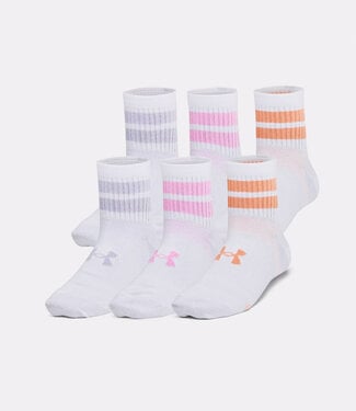 Under Armour Essential 6-Pack Quarter Socks White / Stellar Pink