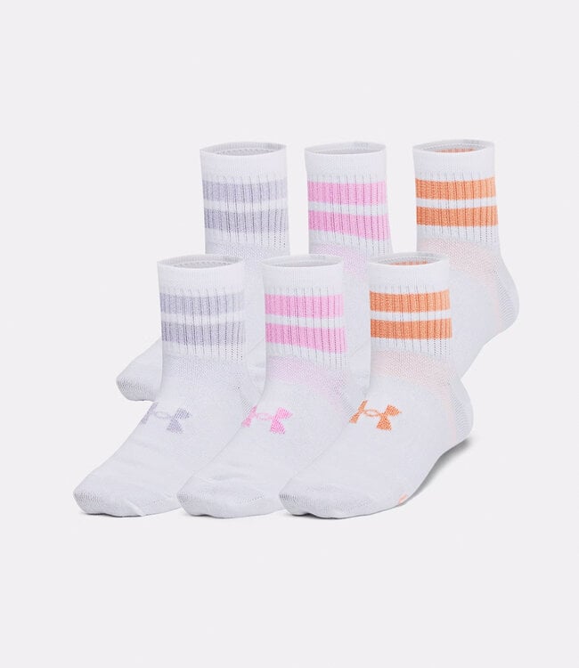 Under Armour Essentiel 6 -Paquet Chaussettes courtes Blanc / Rose