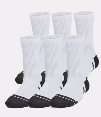 Under Armour Performance Tech 6-Pack Crew Socks White