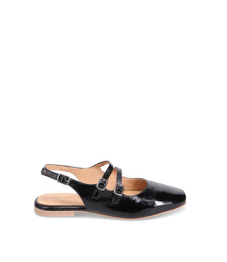 Bueno Estella Slingback Flat Noir Verni