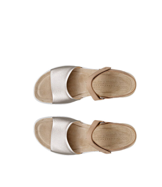 Ecco Flowt Wedge Cork Blanc / Or
