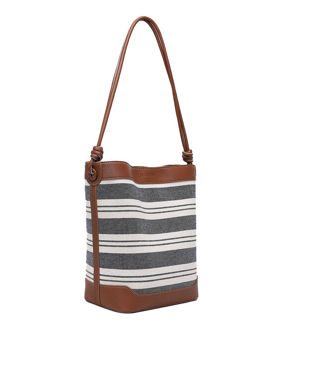 Louenhide Naples Bucket Bag Canvas Navy Stripe