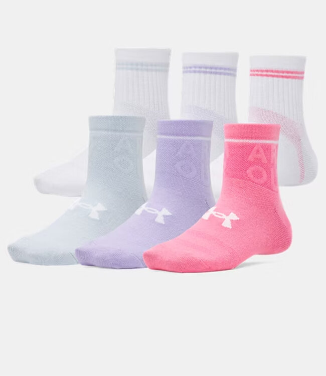 Under Armour Essential 6-Pack Quarter Socks Super Pink / Transparent / White