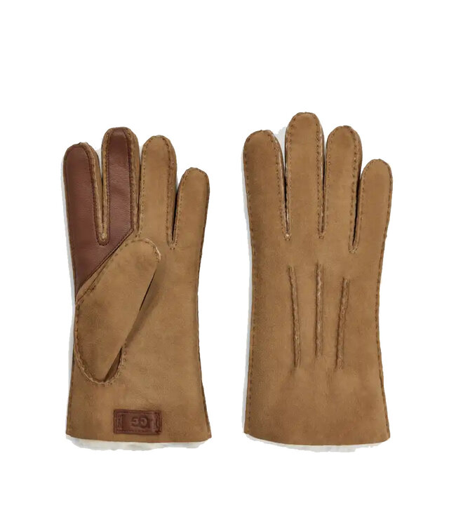 UGG Hommes – Gants en peau de mouton contrastée Noisette
