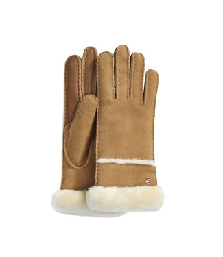 UGG Femmes – Gants en peau de mouton à coutures Noisette