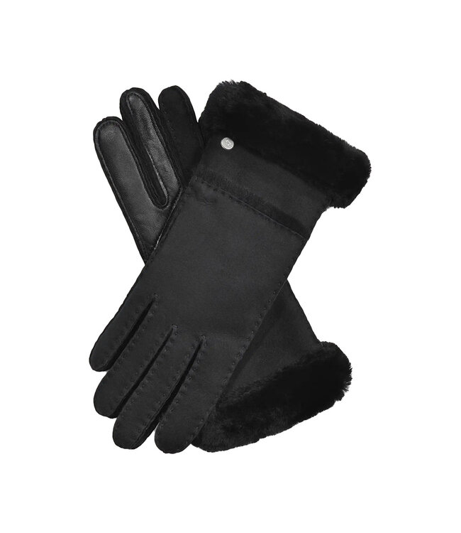UGG Femmes – Gants en peau de mouton à coutures Noir