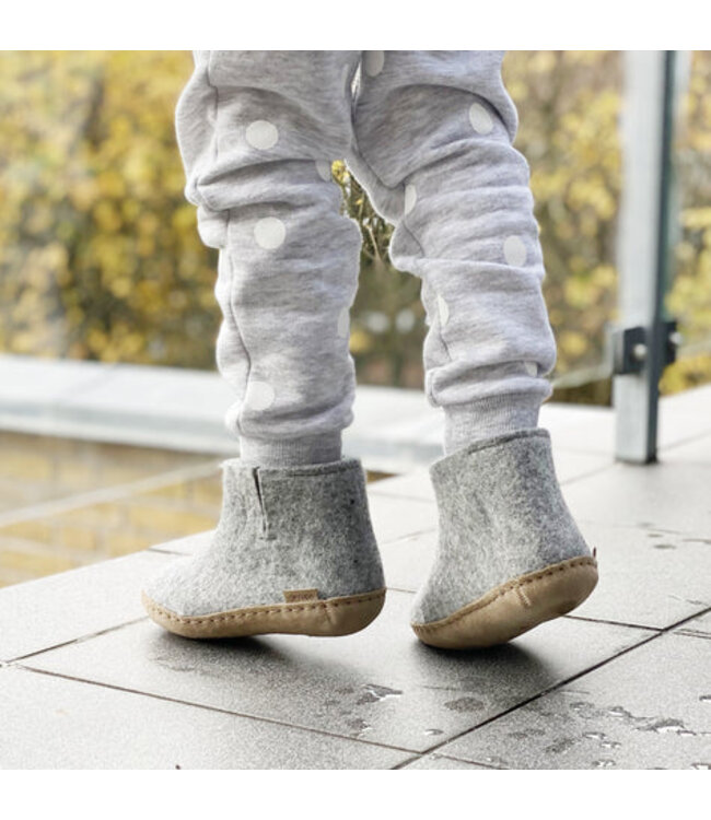 Glerups Bottillon Enfants Semelle Cuir Gris