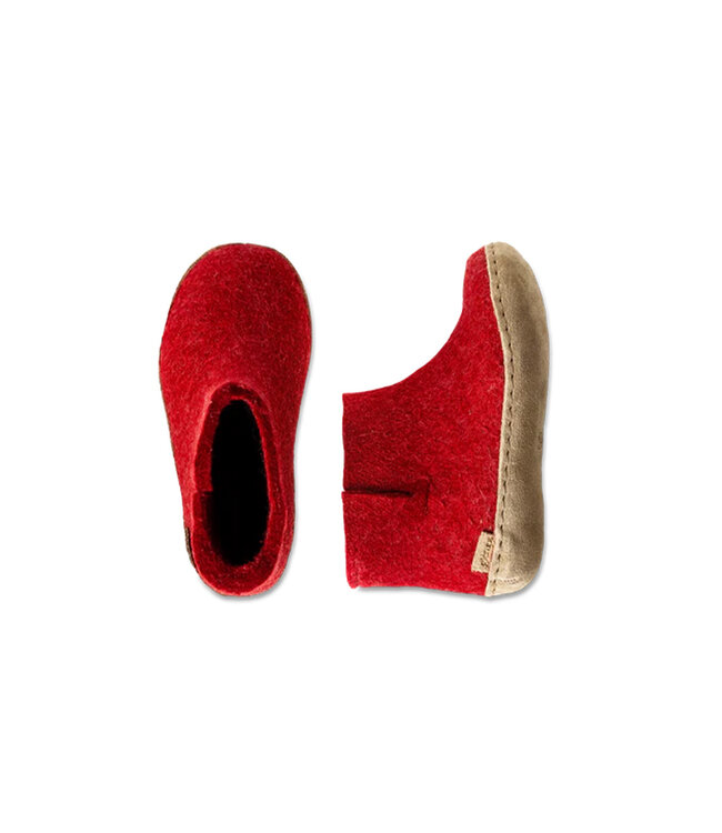 Glerups Bottillon Enfants Semelle Cuir Rouge