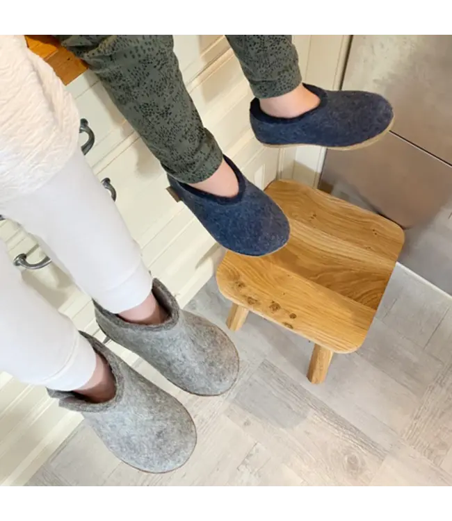 Glerups Bottillon Enfants Semelle Cuir Gris