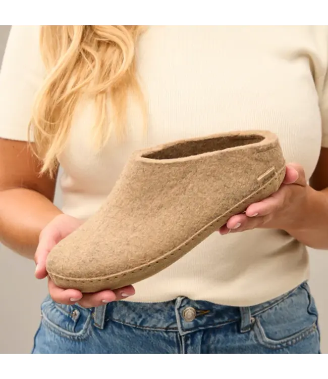 Glerups Pantoufle Semelle cuir Sable
