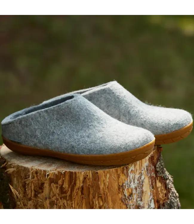 Glerups Slippers Rubber Sole Grey