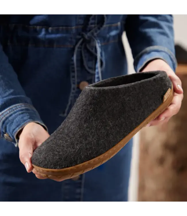 Glerups Slippers Rubber Sole  Charcoal