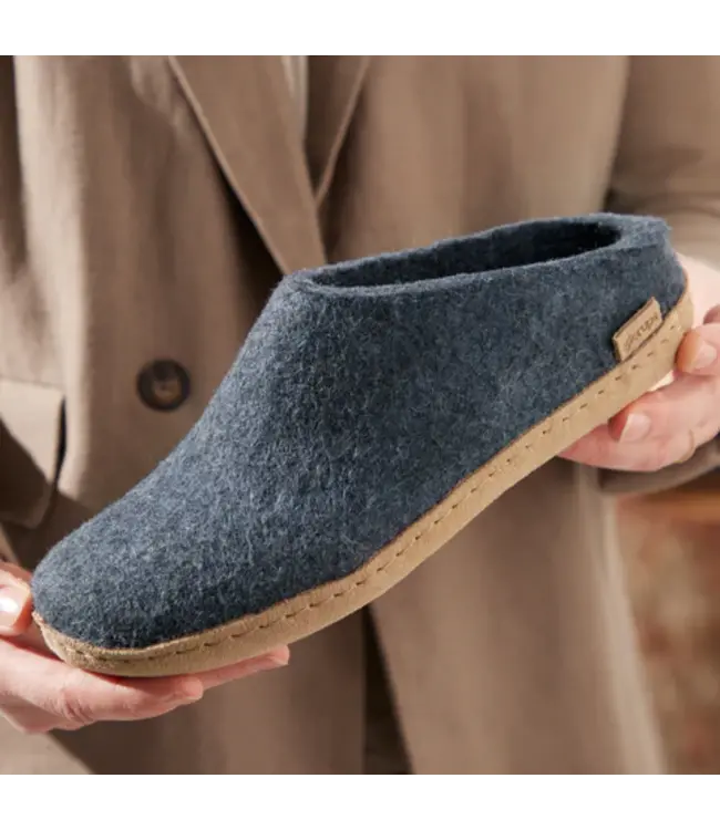 Glerups Slippers Leather Sole Denim