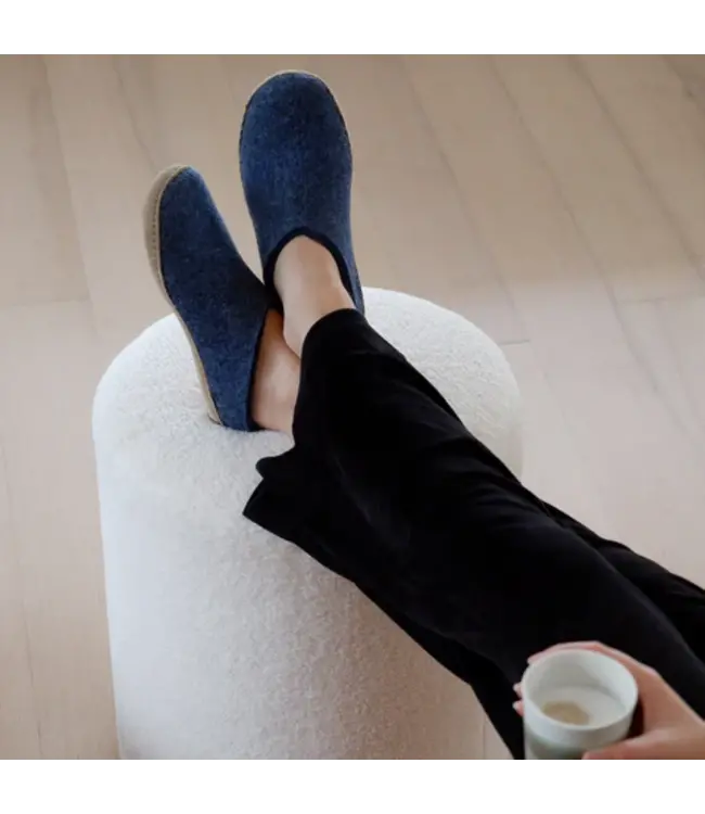 Glerups Slippers Leather Sole Denim