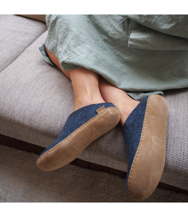 Glerups Slippers Leather Sole Denim