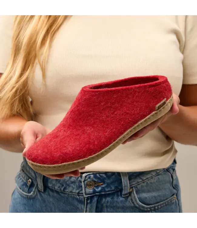 Glerups Pantoufle Semelle Cuir Rouge