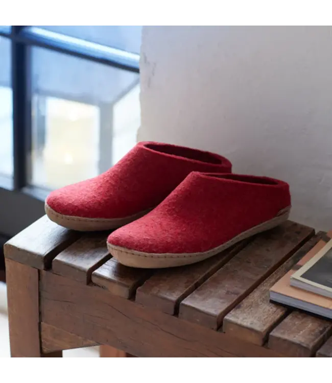 Glerups Slippers Leather Sole Red