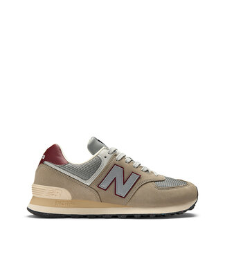 New Balance Men's 574 Arid Stone / Monarch Burgundy