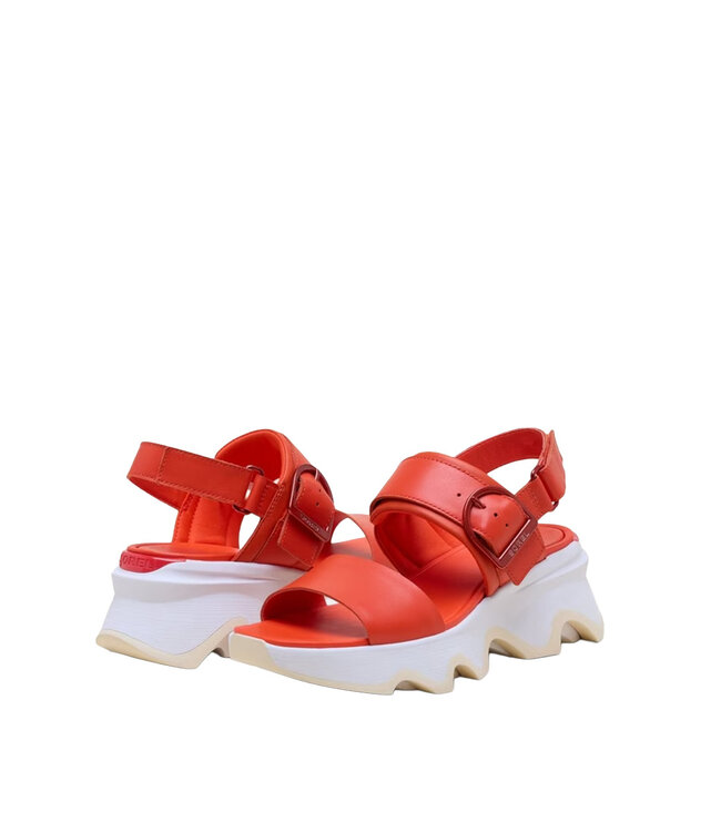 Sorel Women's -Kinetic Impact Wedge  Sandal Crimson Fire/Honey White