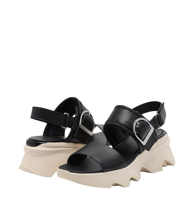 Sorel Women's -Kinetic Impact Wedge  Sandal Black / Chalk
