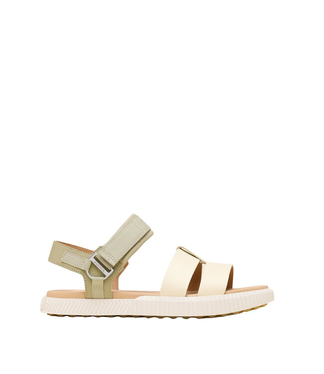 Sorel ONA AVE Ankle Strap Flat Sandale Dusty Twill / Blanc Miel