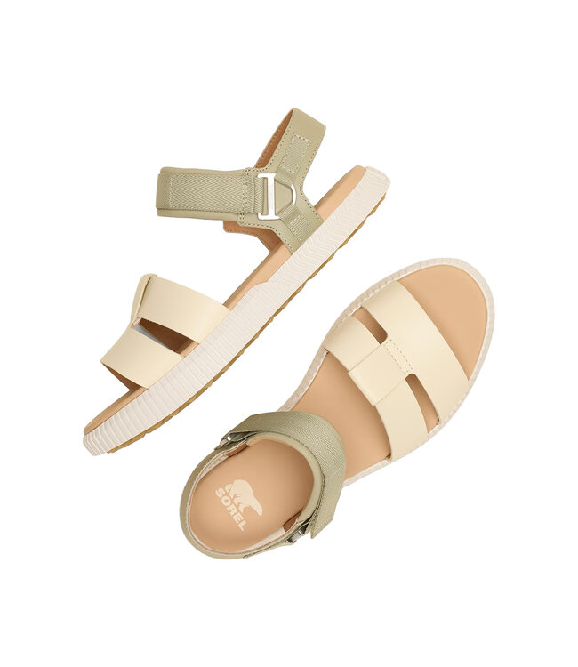 Sorel Women's - ONA AVE Ankle Strap Flat Sandal Dusty Twill / Honey White
