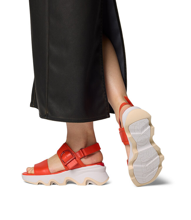 Sorel Women's -Kinetic Impact Wedge  Sandal Crimson Fire/Honey White