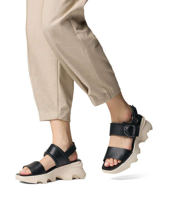 Sorel Women's -Kinetic Impact Wedge  Sandal Black / Chalk