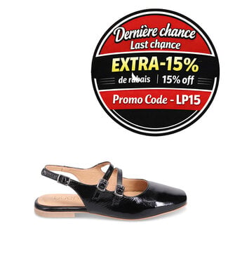 Bueno Estella Slingback Flat Noir Verni