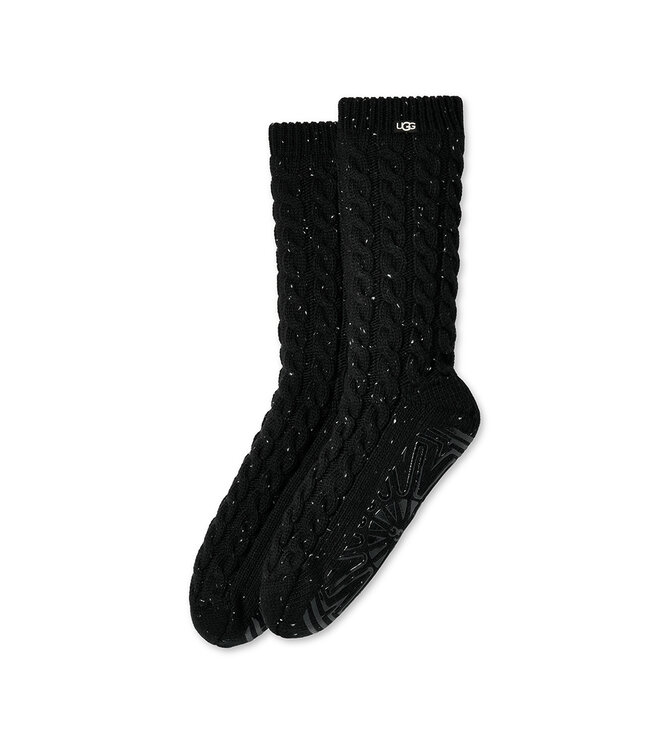 UGG Femmes -Chaussette en maille torsadée Elowyn à doublure polaire Noir