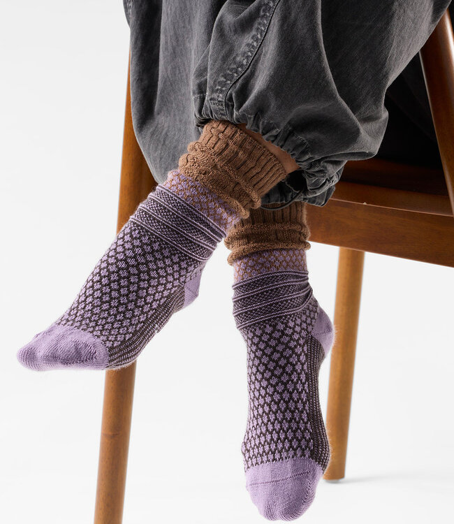 Smartwool Femmes - Chaussette tous les jours Cozy Popcorn en tricot câblé Aube Mauve