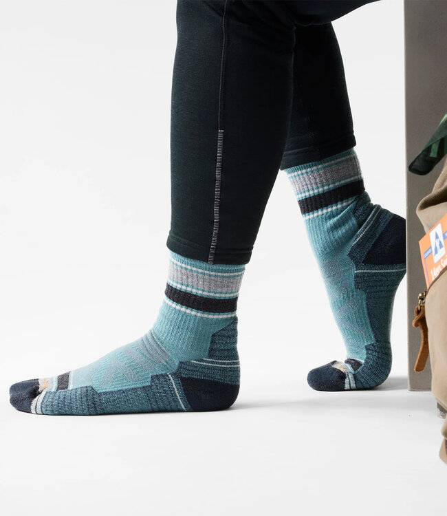 Smartwool Hommes - Mi-chaussette rayée de randonnée Sarcelle poussiéreux