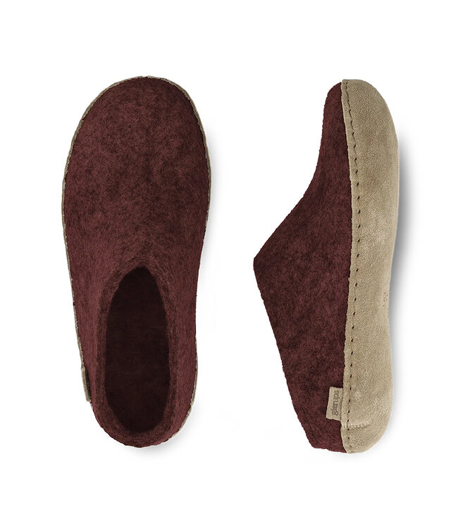 Glerups Slipper Leather Sole Beet