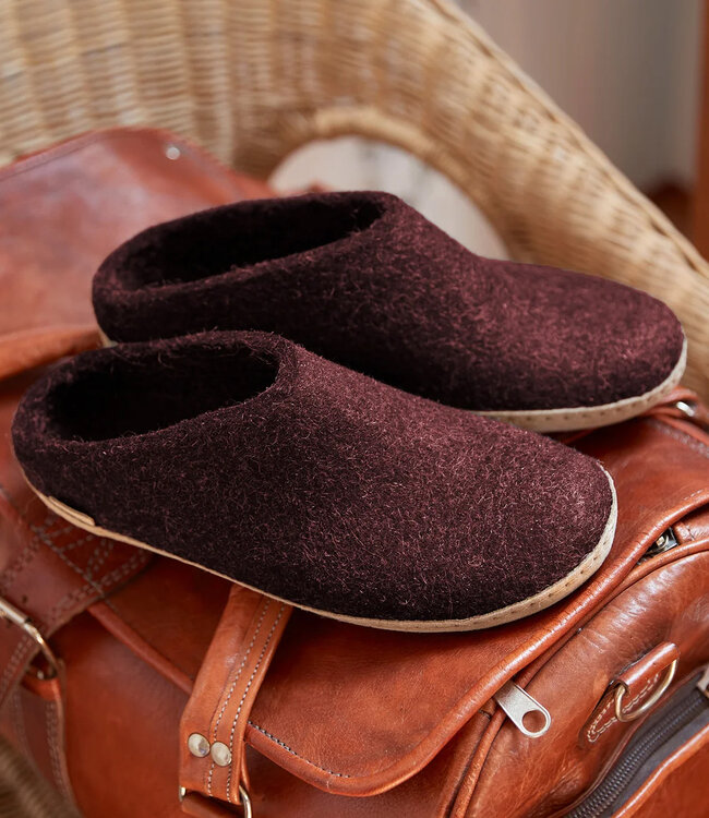 Glerups Pantoufle Semelle cuir Betterave
