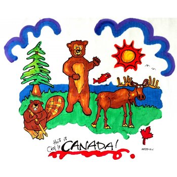 Artburn Artburn Pillowcase This is Canada! Moose, Beaver, Bear
