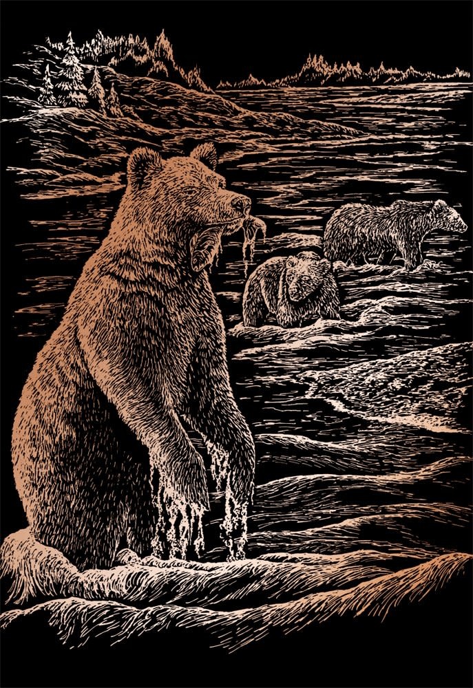 Engraving Art Copper Foil Bears