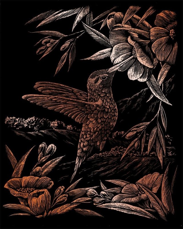 Engraving Art Copper Foil Humming Bird