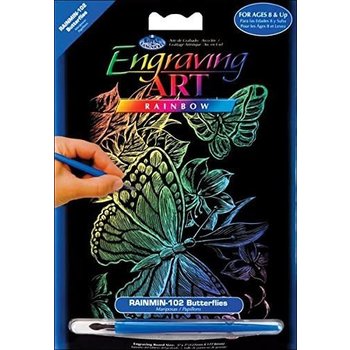 Engraving Art Rainbow Butterflies