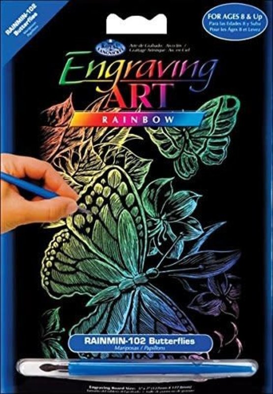 Engraving Art Rainbow Butterflies