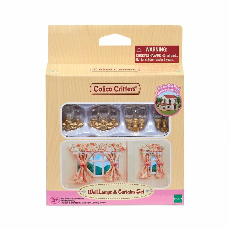 Calico Critters Room Wall Lamps & Curtains Set