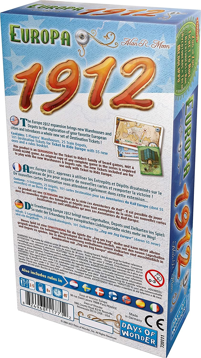 Days of Wonder Ticket to Ride Game Expansion: 1912 Europa