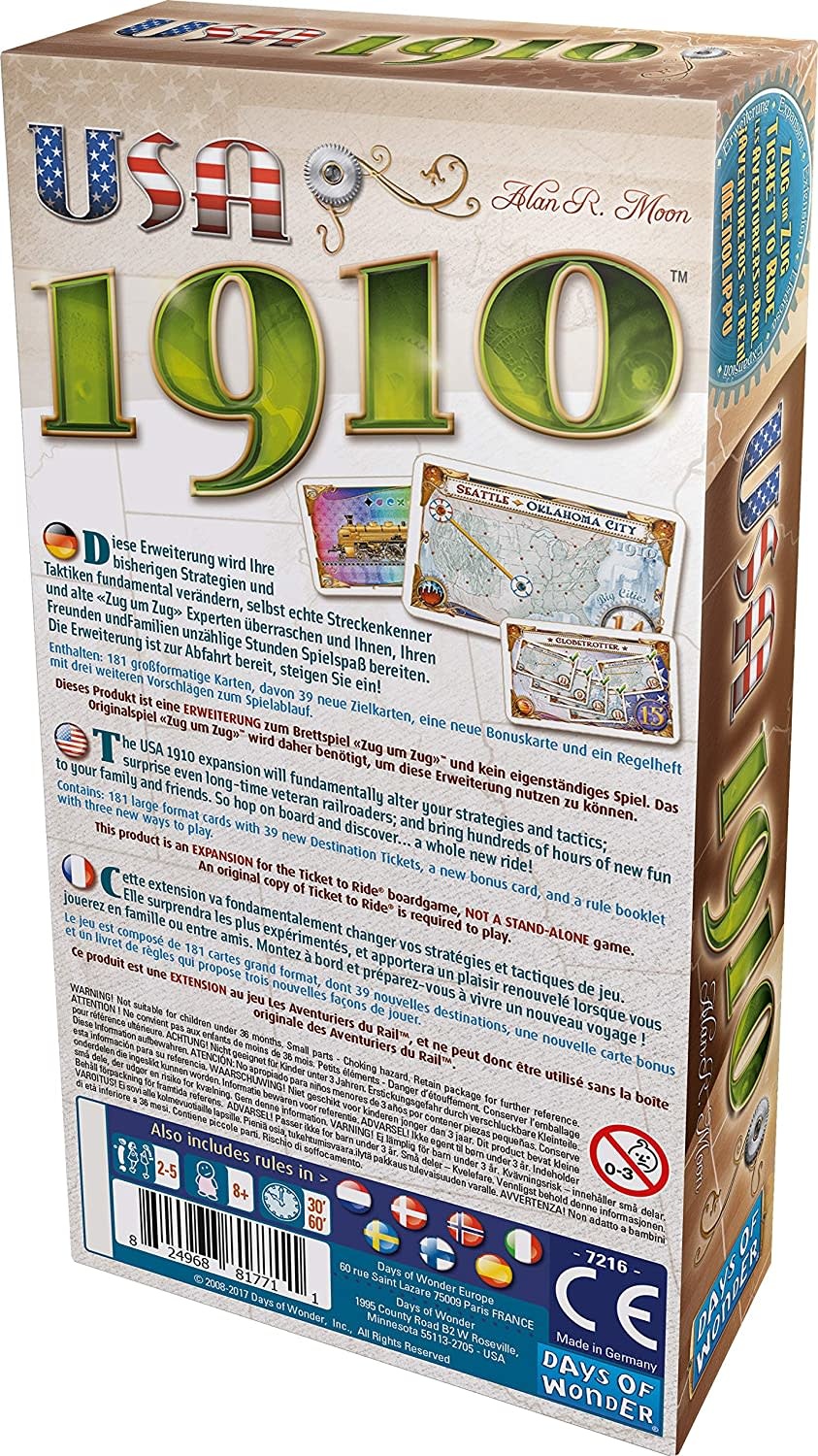 Days of Wonder Ticket to Ride Game Expansion: 1910 USA