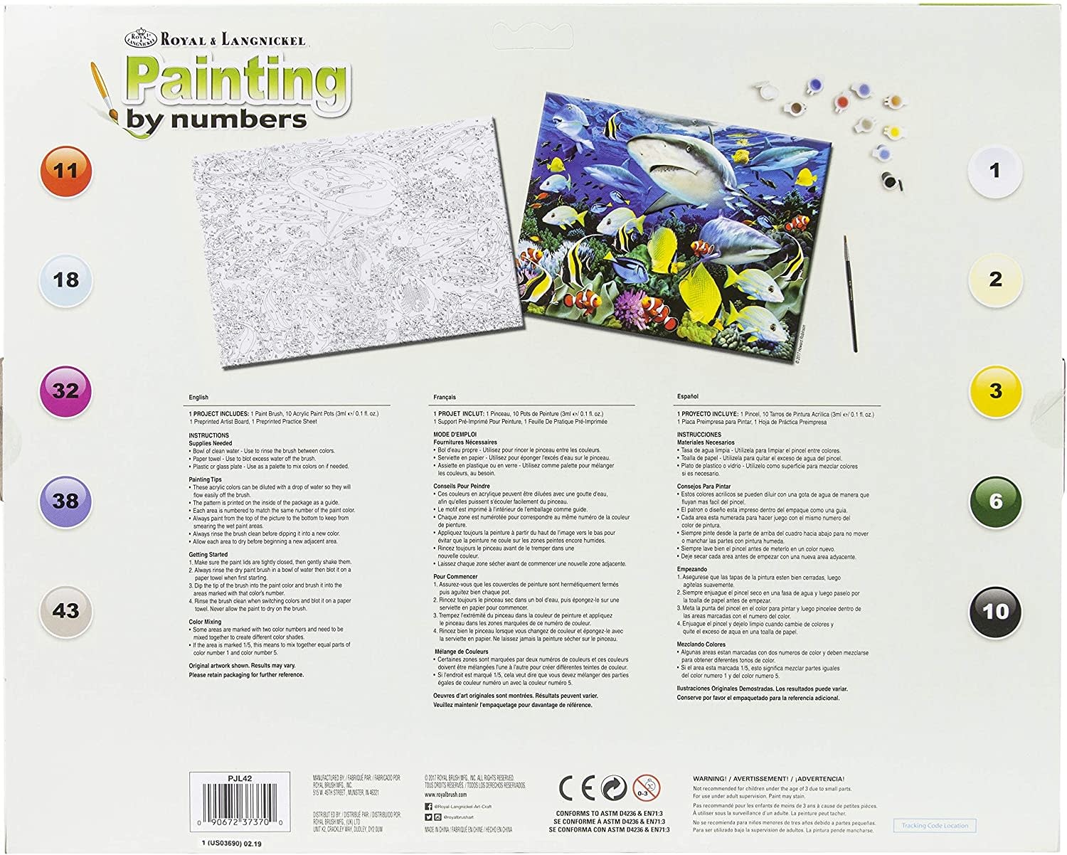 Paint by Numbers Large Reef Sharks