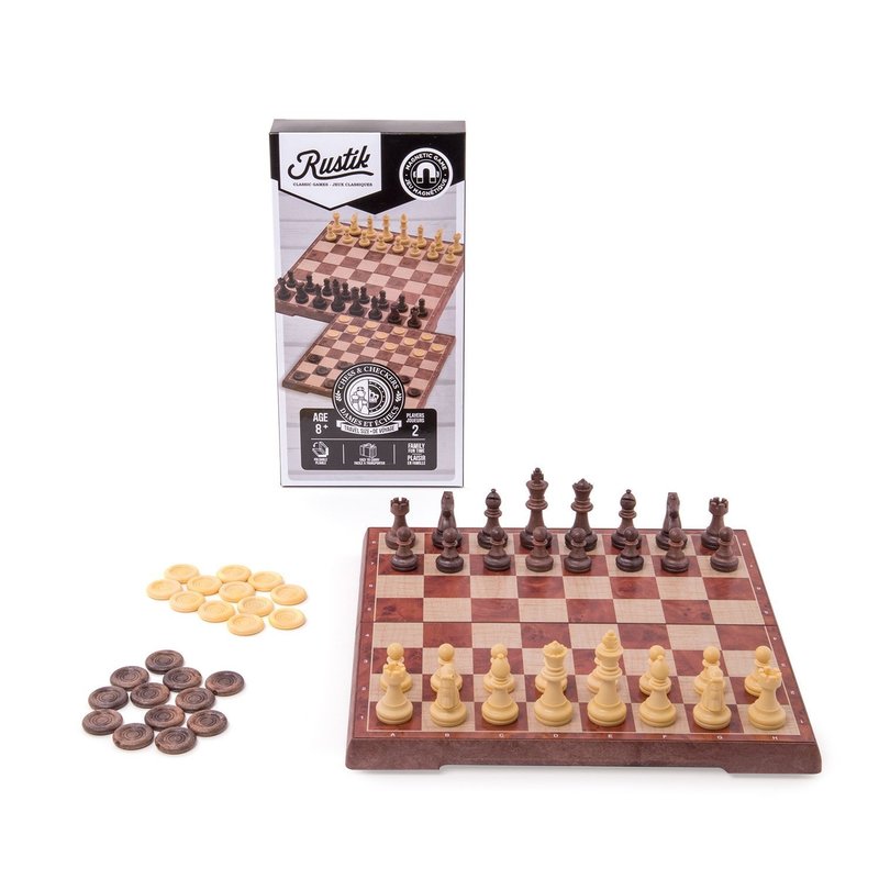 Rustik Game Magnetic Chess/Checkers  Peachwood