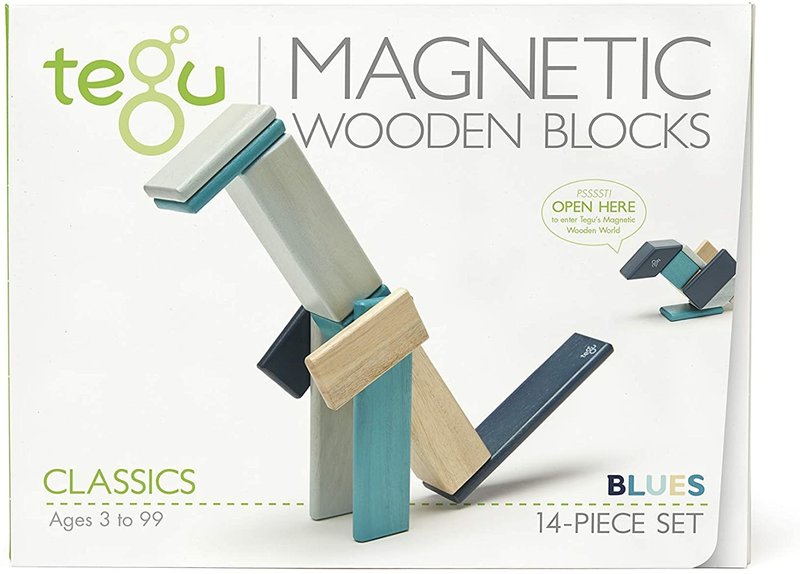 Tegu Tegu Magnetic Wooden Block 14pc Blues