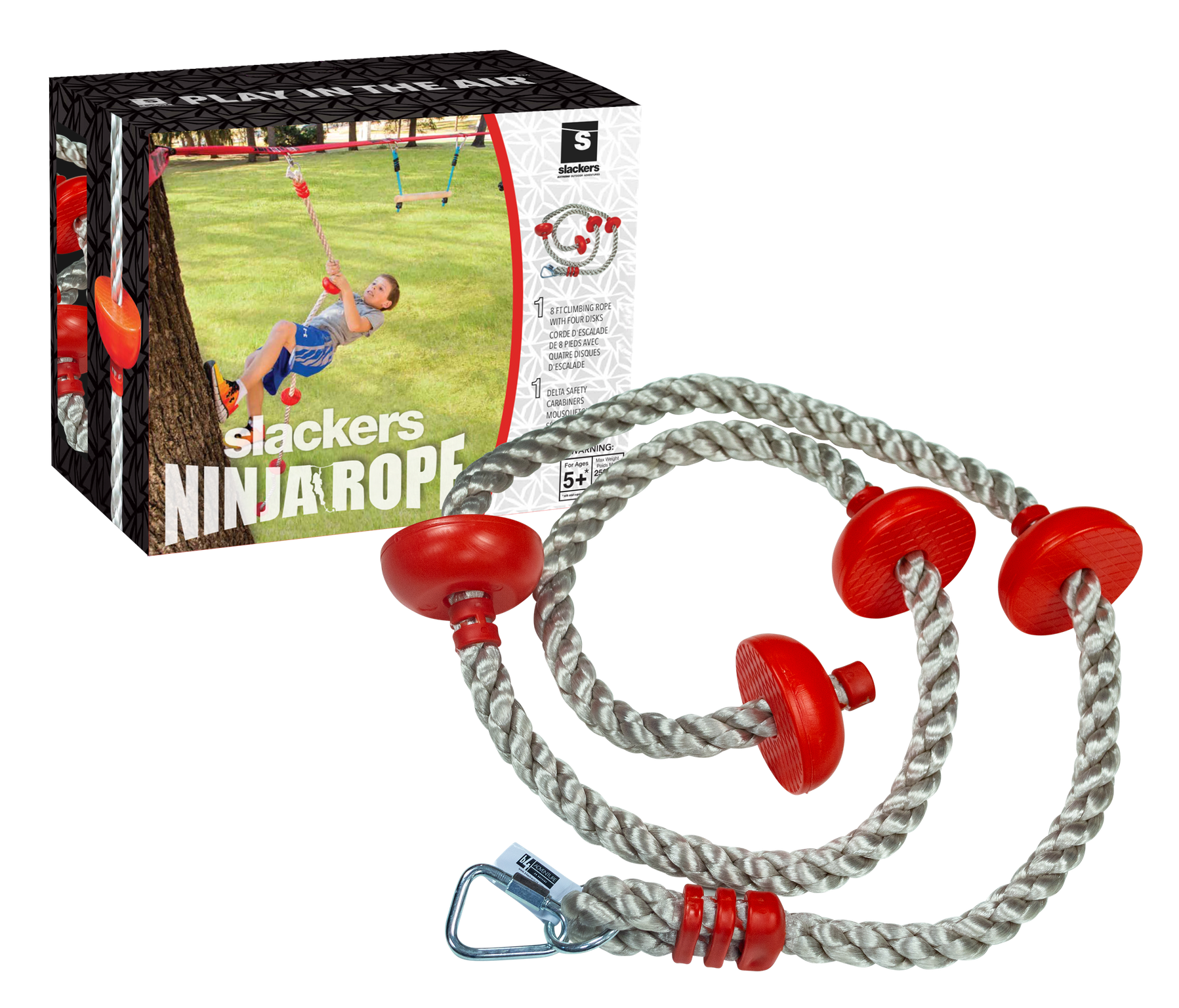Slackers Slackers Ninja Climbing Rope 7' with Foot Holds