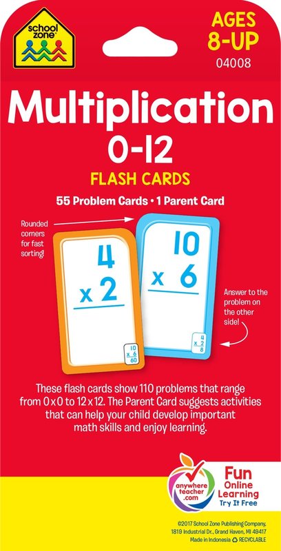 School Zone Flash Cards Multiplication 0-12