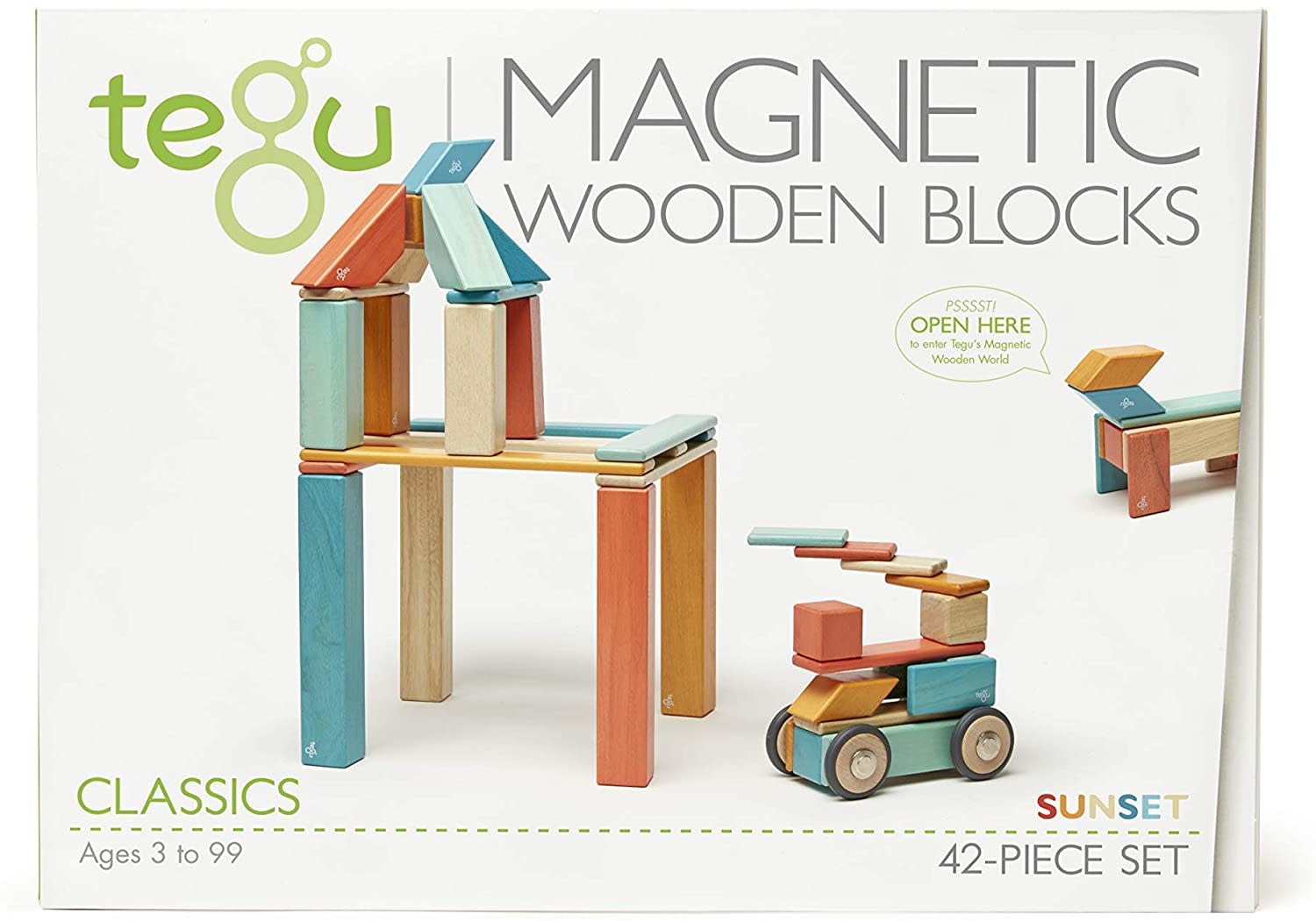 Tegu Tegu Magnetic Wooden Block 42PC Sunset