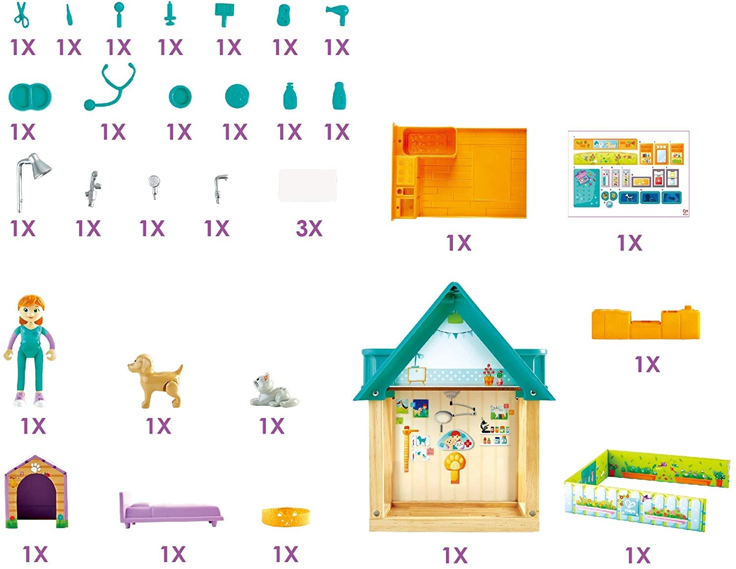 Hape Toys Hape Doll House Furry Friend Vet Set