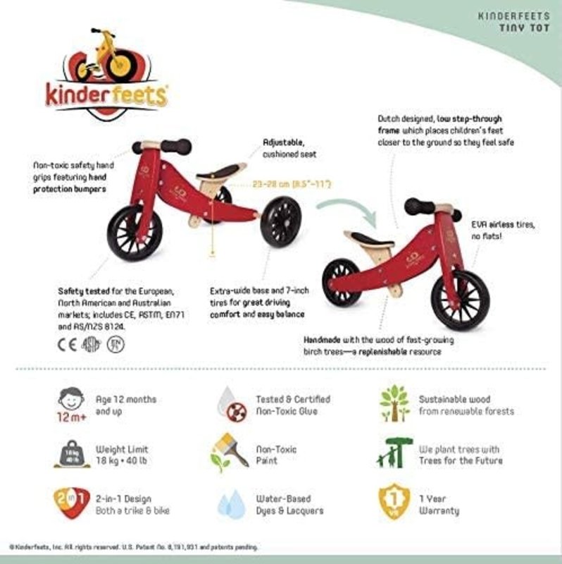 Kinderfeets Kinderfeets Tiny Tots Plus Convertible Balance Bike Sage